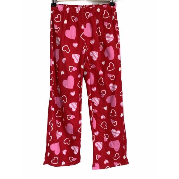 Disney Red Pink Heart Sleepwear Pajama Pants 8 - Picture 1 of 7
